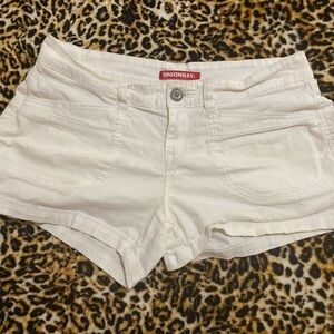 White cargo jean shorts